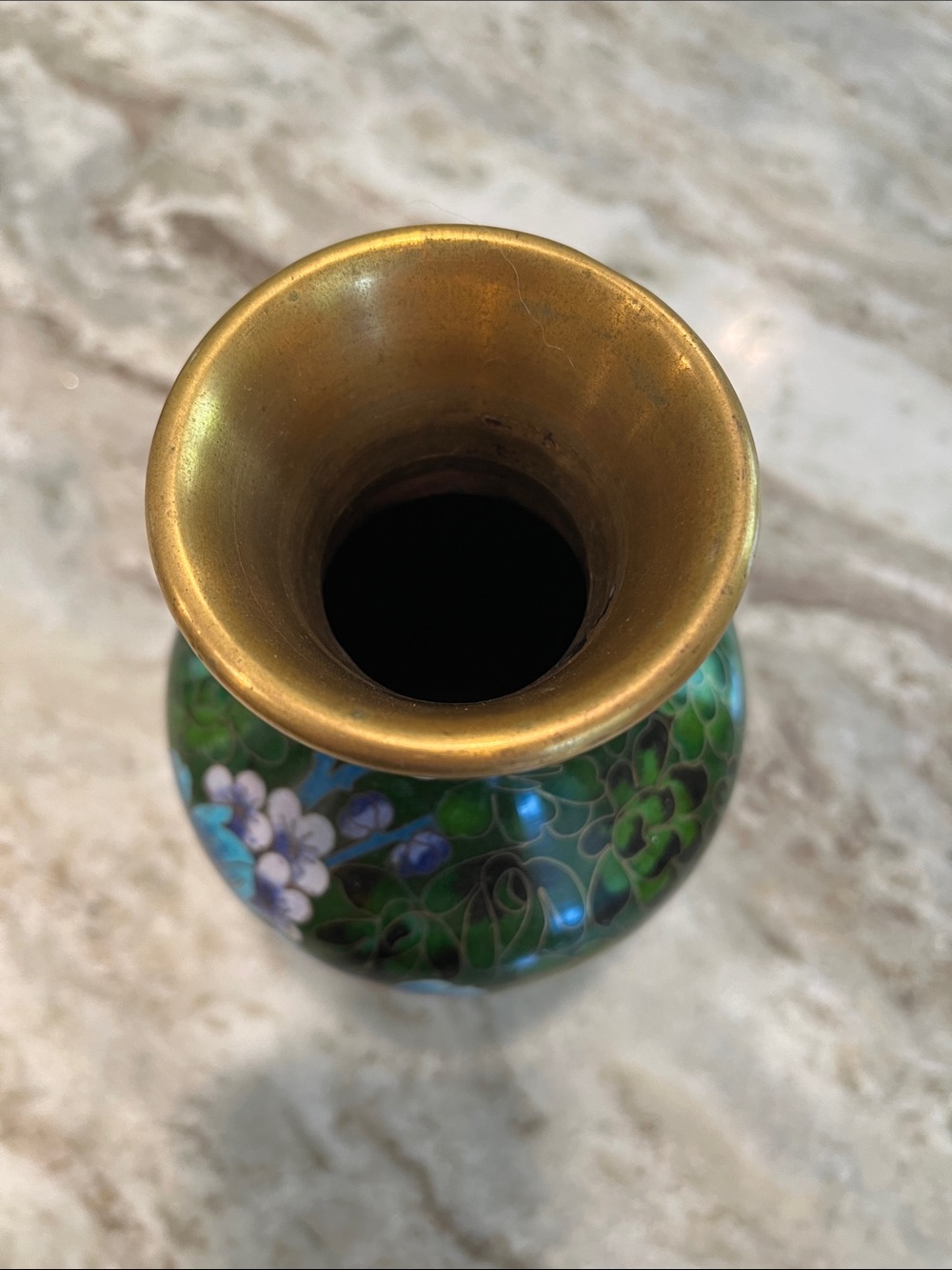 Cloisonné Floral Accent Vase - Green Multi - Picture 2 of 5
